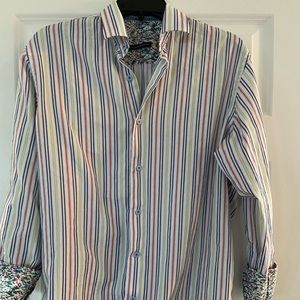Viscanti Uoma Button Down Striped Shirt With Flip Cuffs Size S